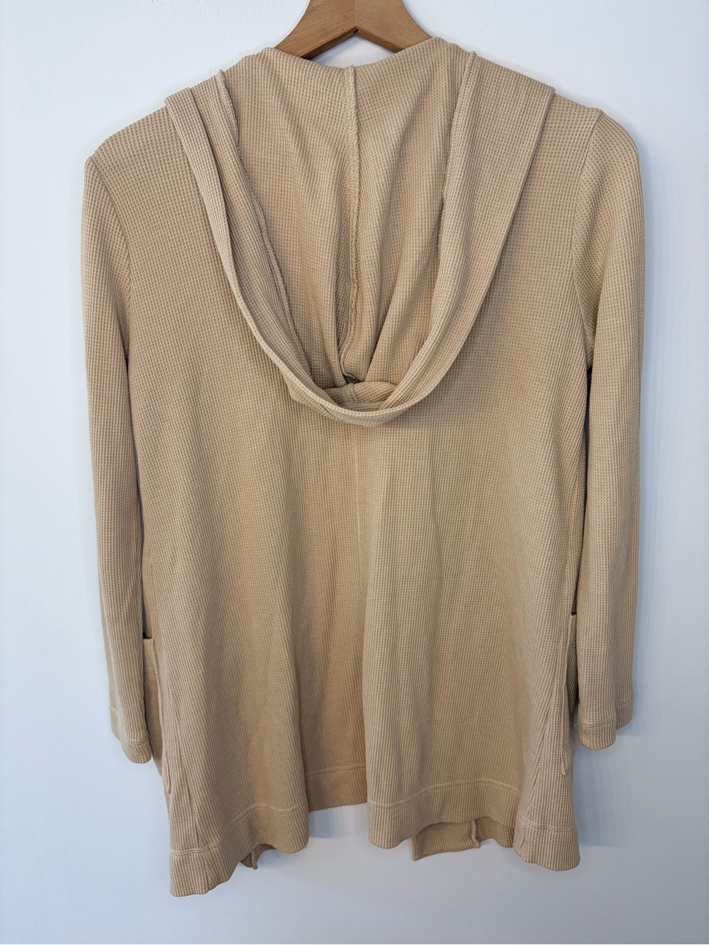 Splendid Women’s Tan Thermal Hooded Open Cardigan, Size Small - Picture 6 of 9